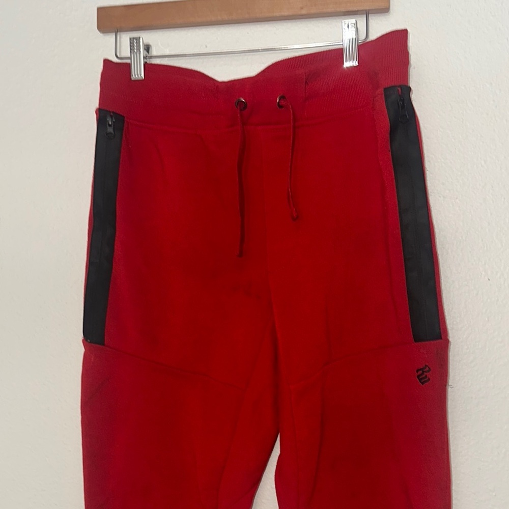 Red Jogger Pants with Black Accents
